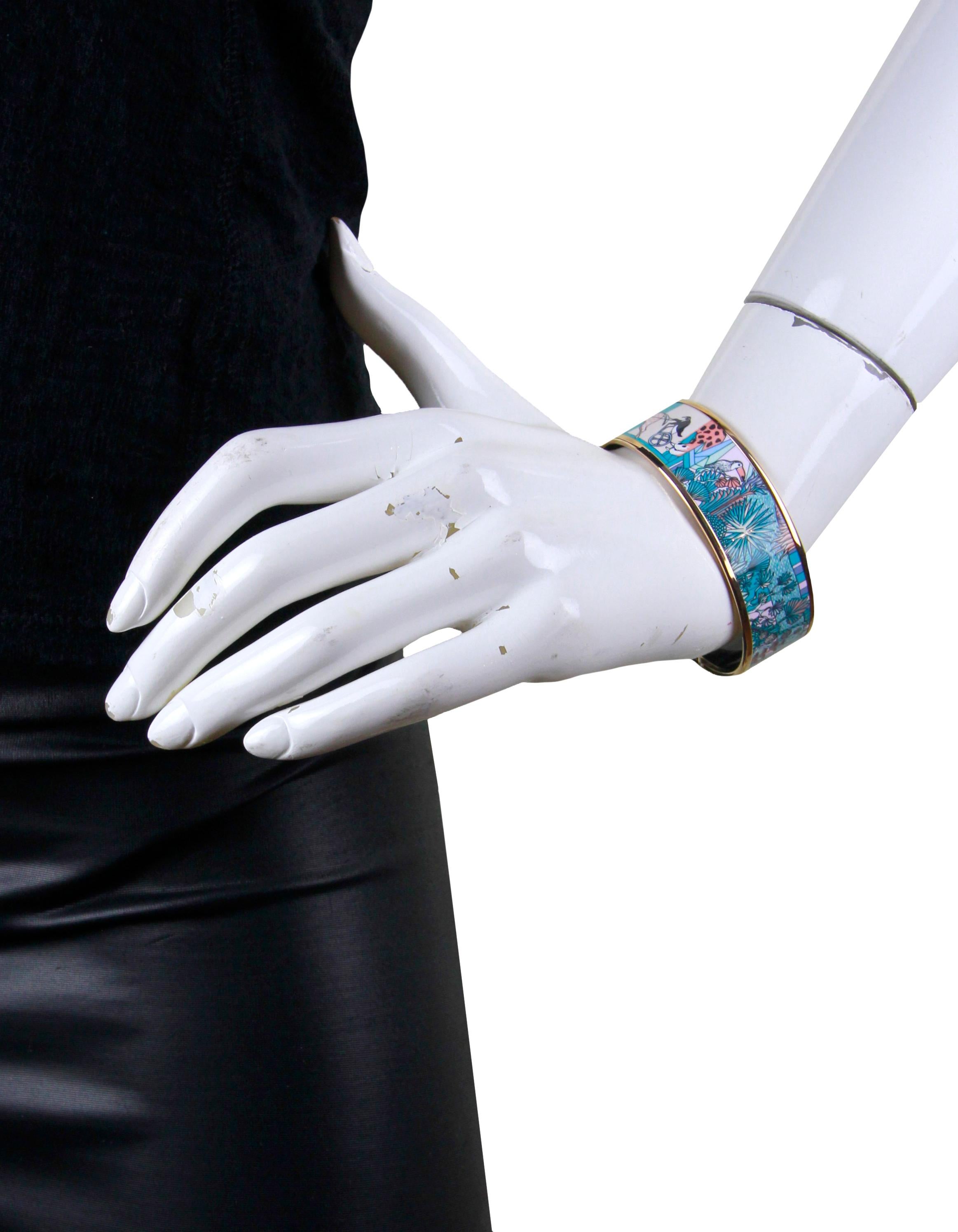 Hermes NEW Rose Gold/ Miami Animapolis Wide Enamel Bangle sz 65
Made In: France
Color: 