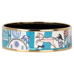 Hermes NEW Rose Gold/ Miami Animapolis Wide Enamel Bangle sz 65