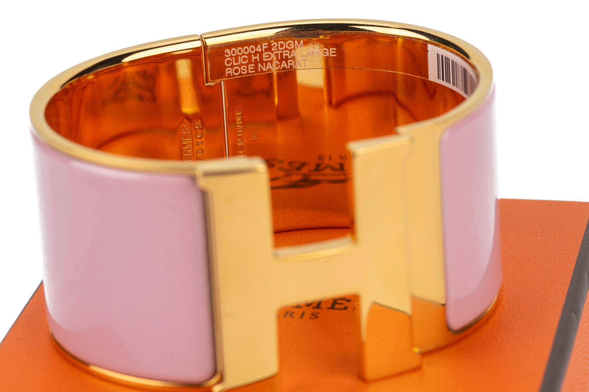 Hermes New Rose Nacarat Clic Clac Bangle In New Condition In West Hollywood, CA