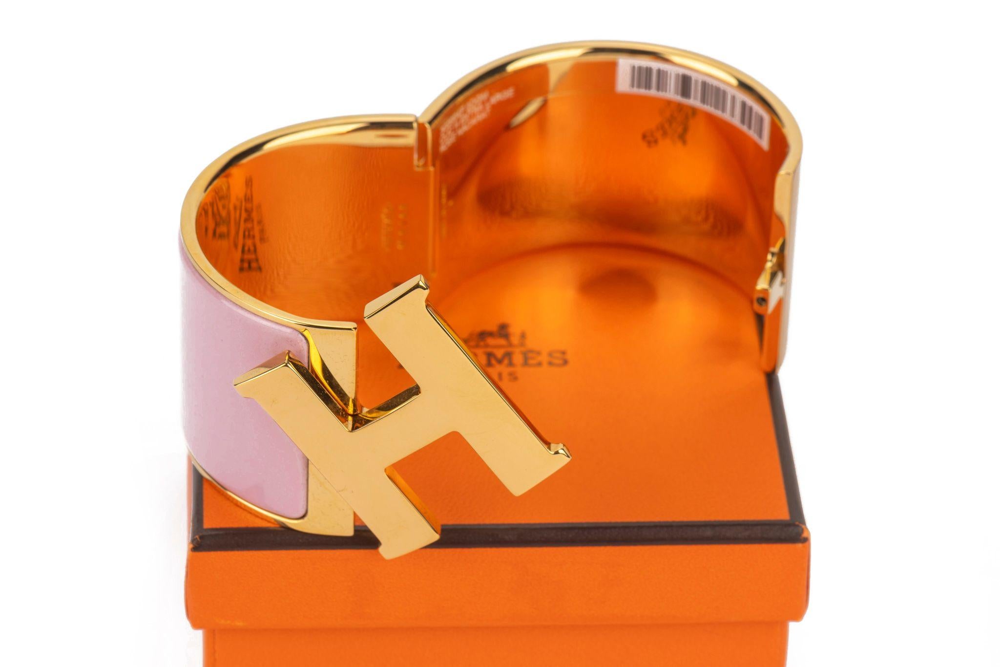 Hermes New Rose Nacarat Clic Clac Bangle 1