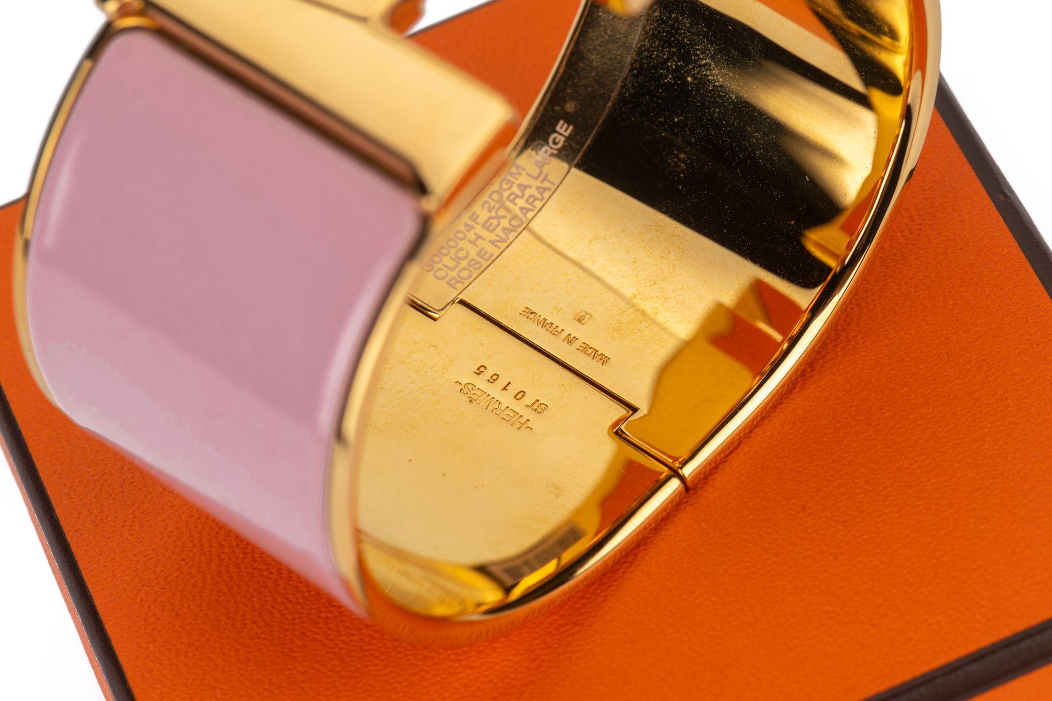Hermes New Rose Nacarat Clic Clac Bangle 2