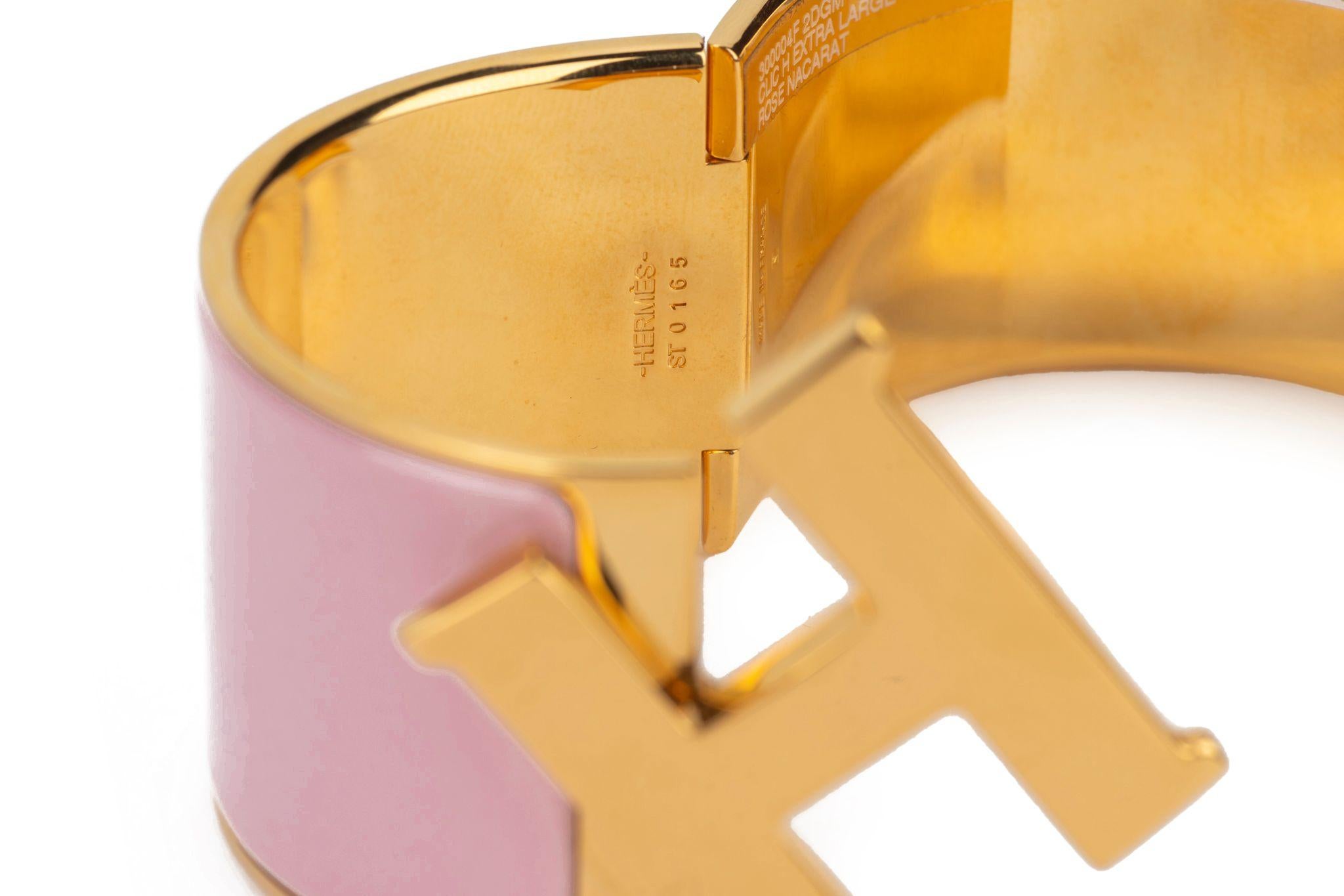Hermes New Rose Nacarat Clic Clac Bangle 3