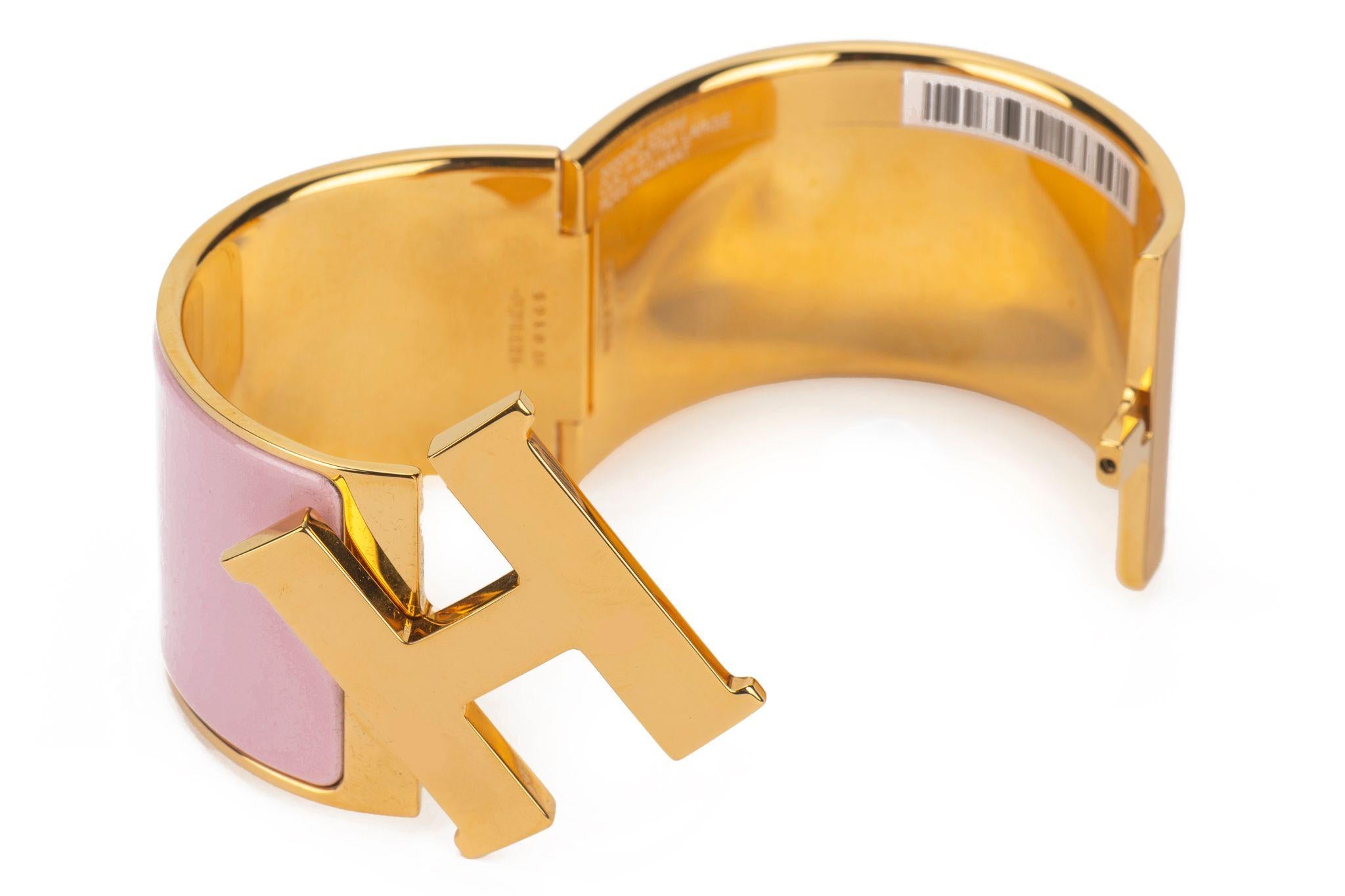 Hermes New Rose Nacarat Clic Clac Bangle 4