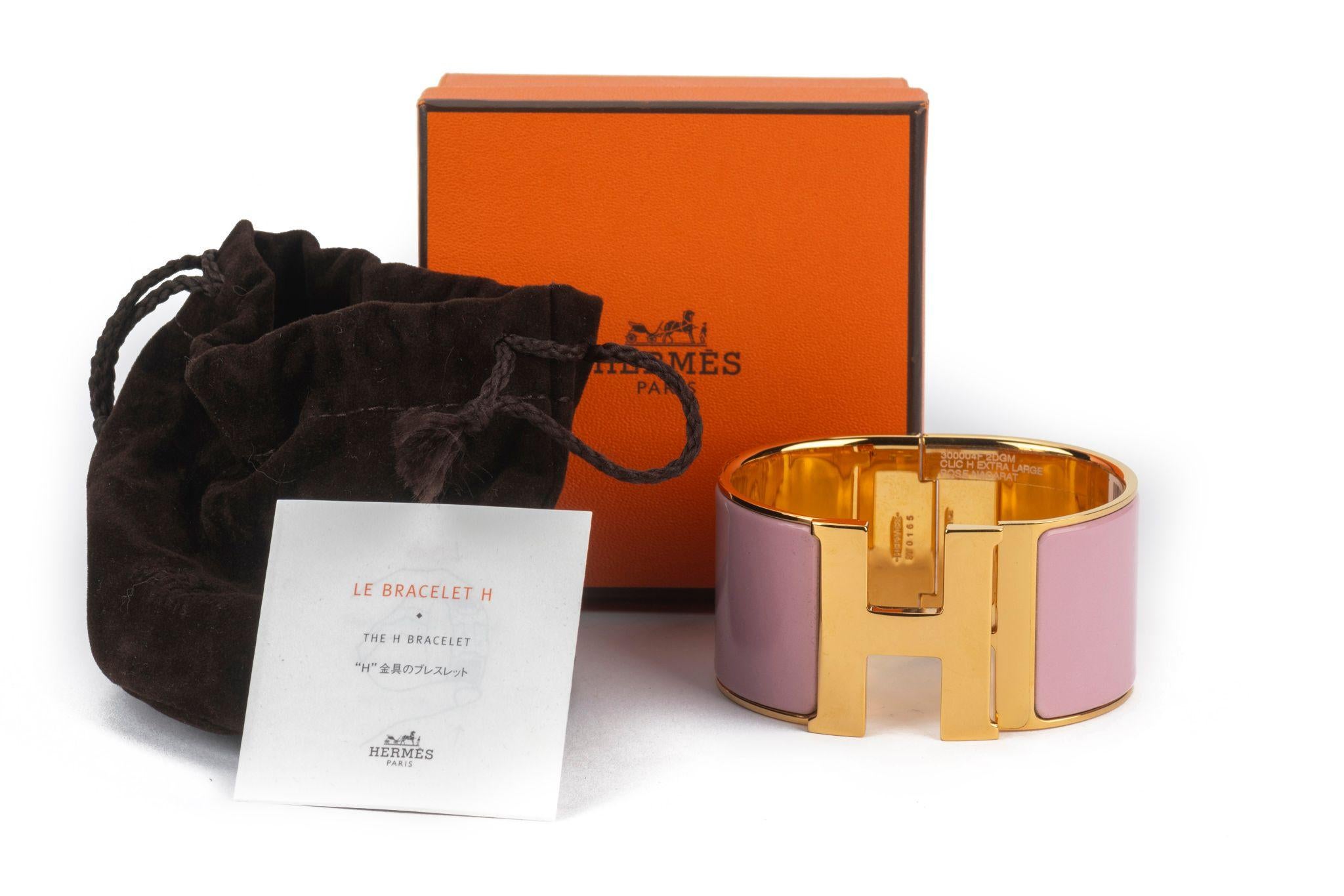 Hermes New Rose Nacarat Clic Clac Bangle 5