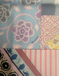 Hermes NEW Rose Pale/ Gris Perle/ Mauve L'Art du Sarasa 90cm Silk Scarf