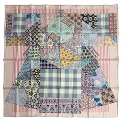 Hermes NEW Rose Pale/ Gris Perle/ Mauve L'Art du Sarasa 90cm Silk Scarf