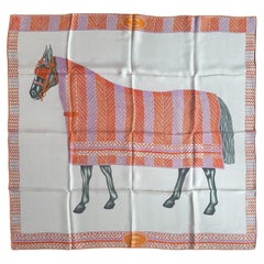 Hermes NEW Rose Poudre/ Orange/ Mauve Favori du Faubourg Foulard en soie 90cm