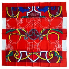 Hermes NEW Rouge/Bordeaux L'Instruction du Roy Bayadere 90cm Silk Scarf