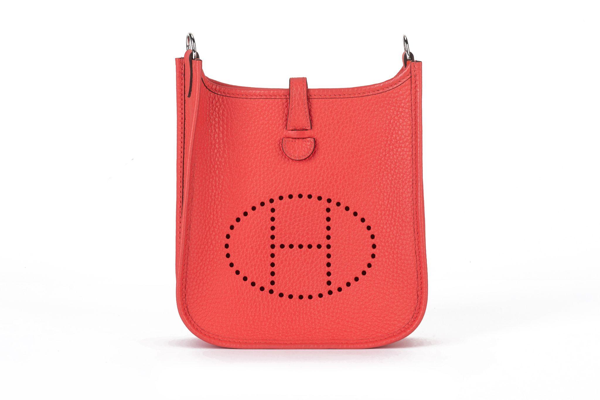 Rosso Hermès New Rouge Pivoine Mini Evelyne in vendita