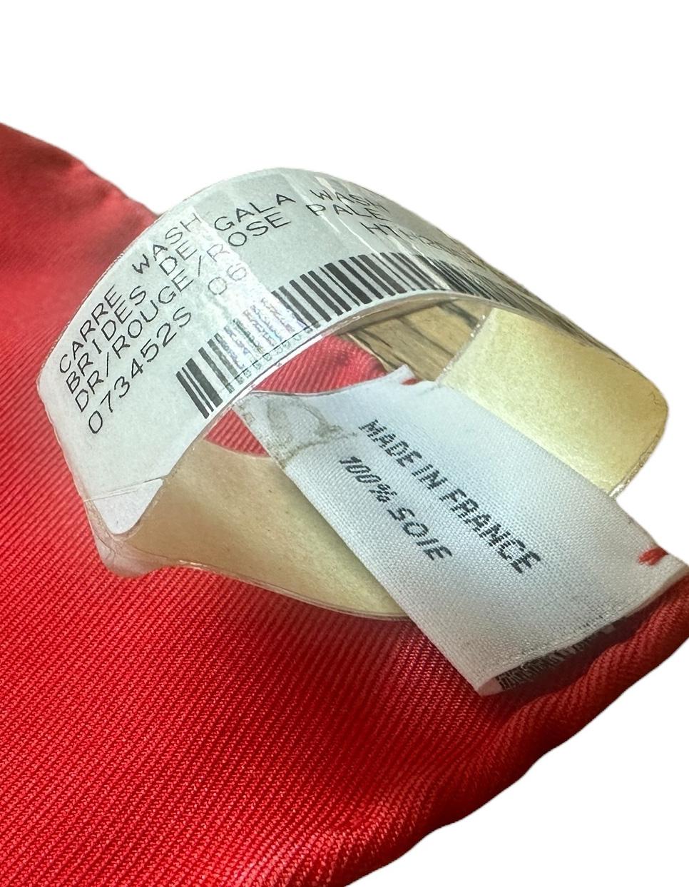 Women's Hermes NEW Rouge/ Rose Pale Brides de Gala 90cm Carre Wash Silk Scarf