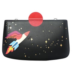 HERMES NEW Sac Malice Rocket Red Black Multi Ostrich Exotic Shoulder Clutch Bag