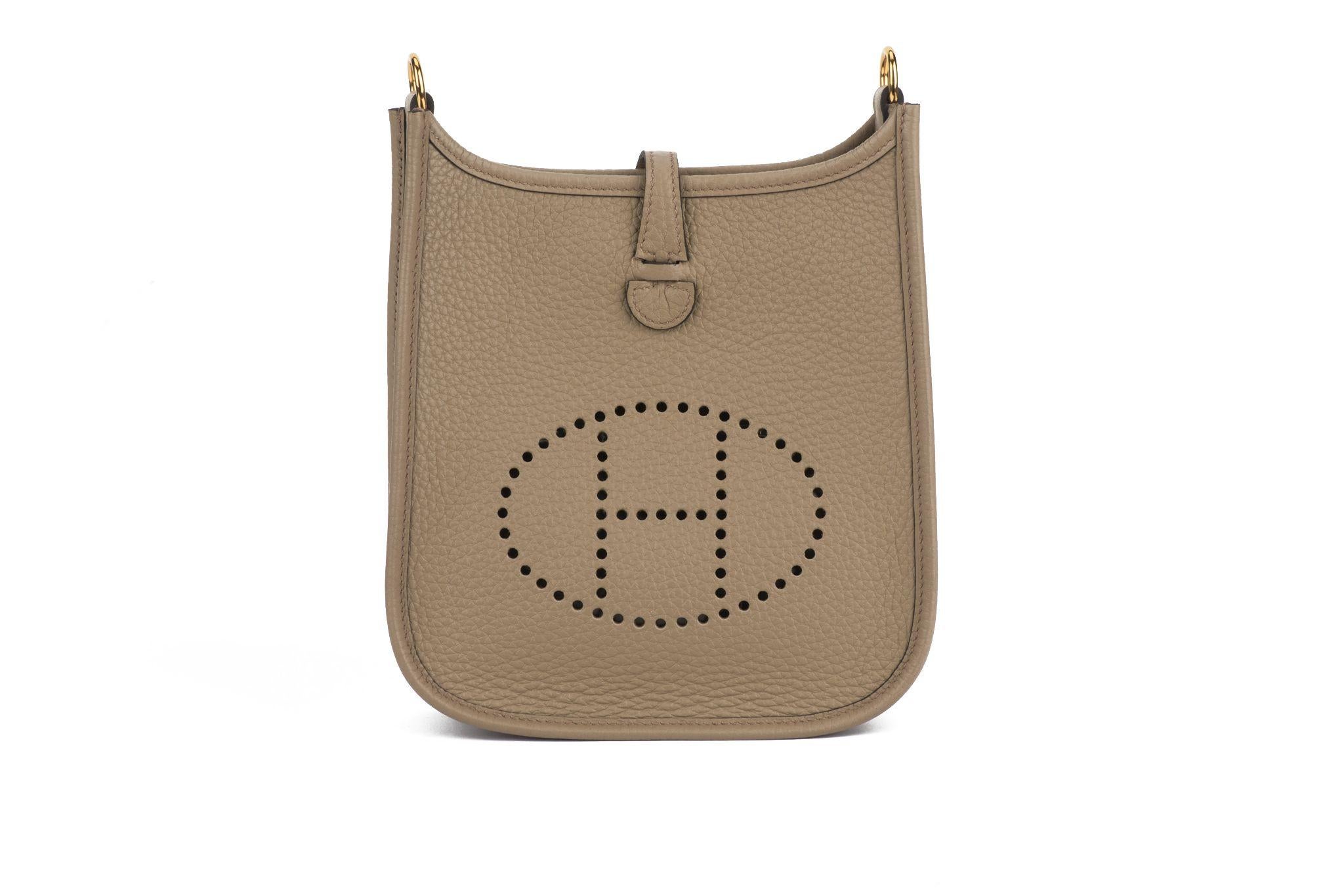 Hermès New Sage Mini Evelyne Gold For Sale 6