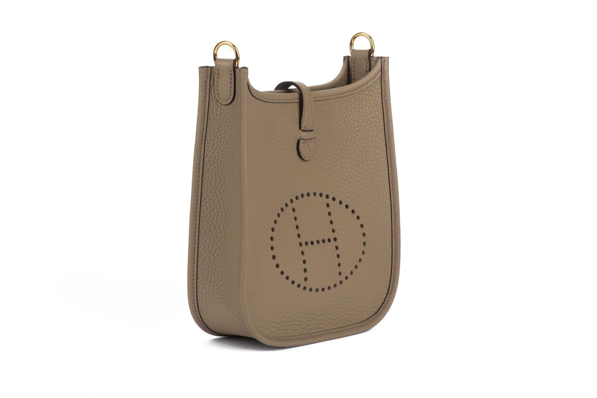 Hermès New Sage Mini Evelyne Gold For Sale 7