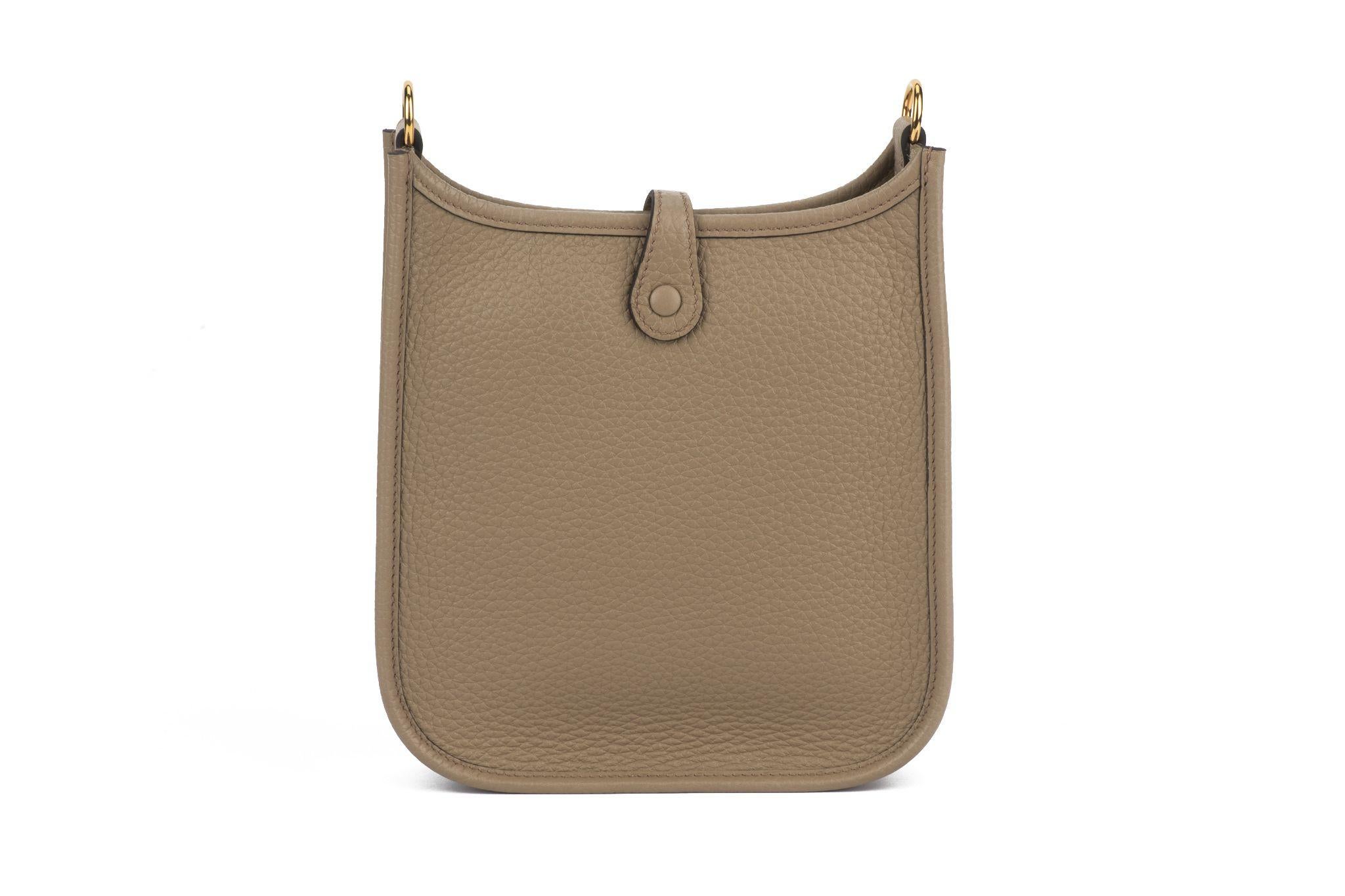 Women's Hermès New Sage Mini Evelyne Gold For Sale