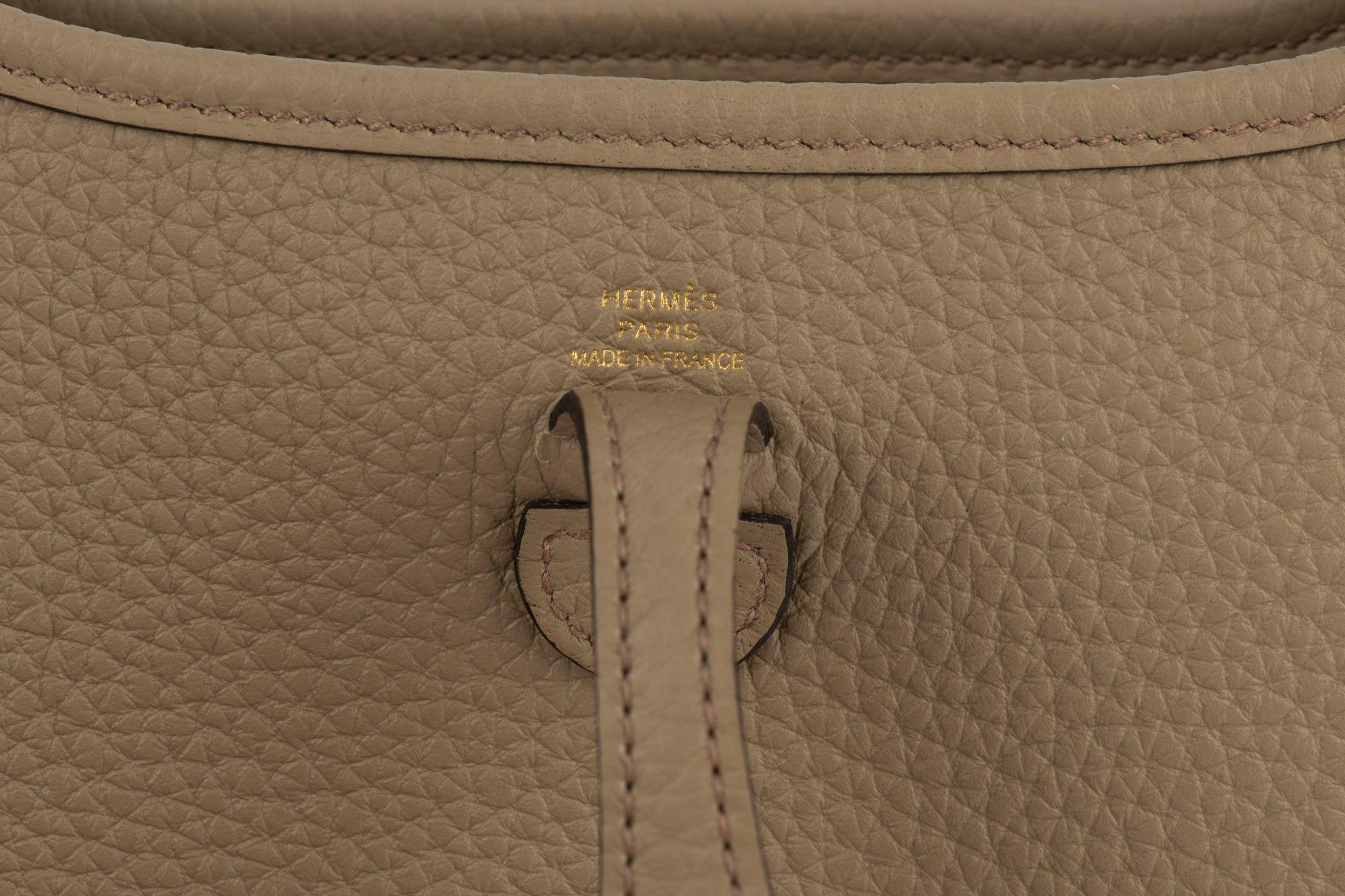 Hermès New Sage Mini Evelyne Gold For Sale 2