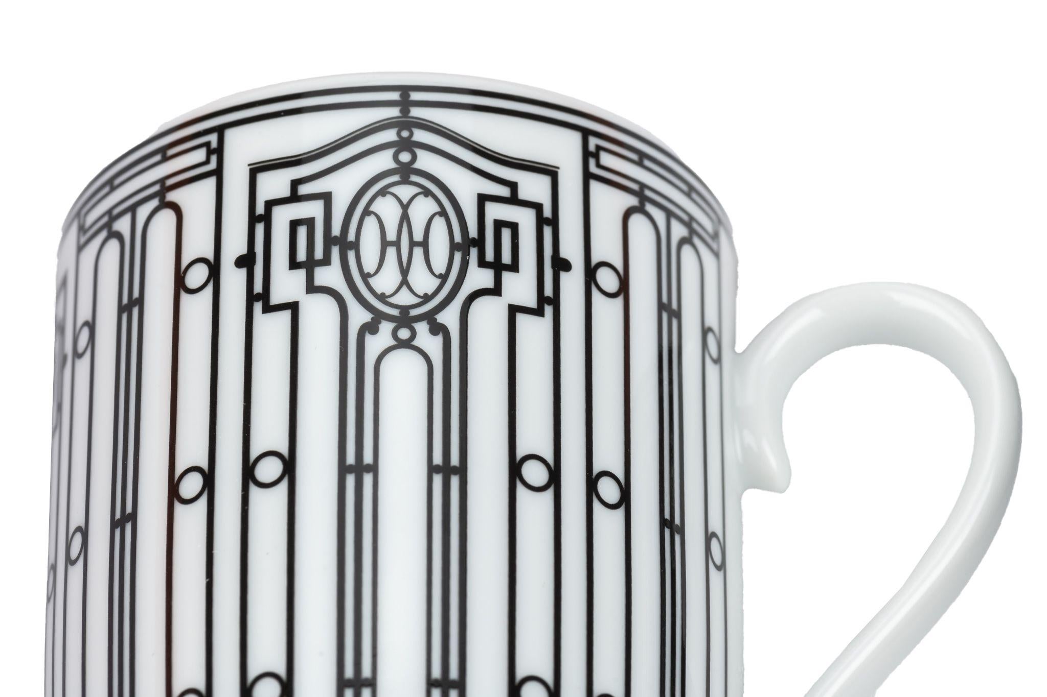 Women's or Men's Hermès New Set Of 2 Art Deco Mugs W/Box For Sale