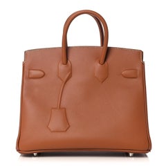 HERMES NEW Shadow Birkin 25 Cognac Tan Brown Gold Swift Small Tote Bag