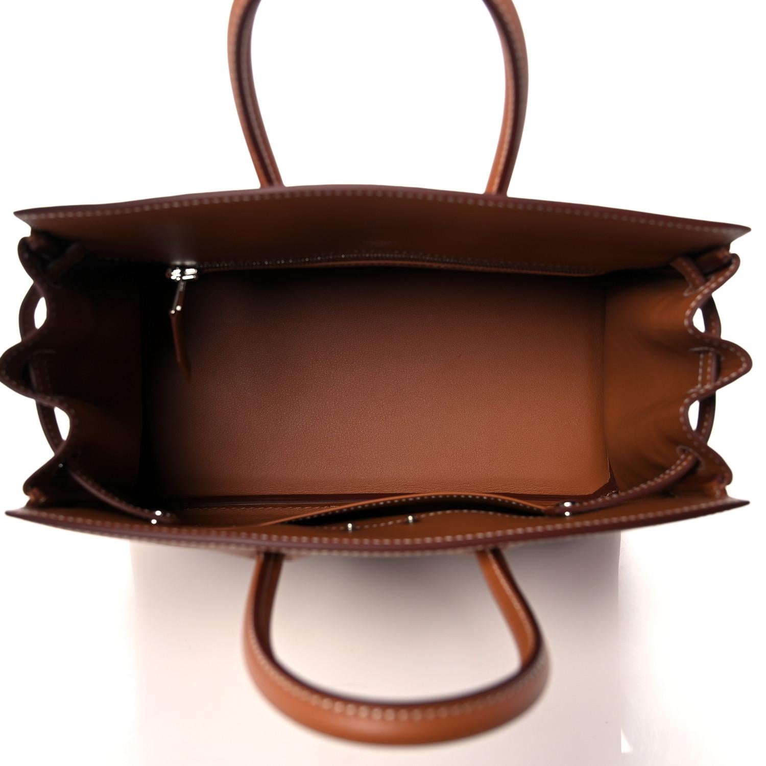 HERMES NEU Shadow Birkin 25 Cognac Tan Braun Gold Swift Kleine Tragetasche Damen