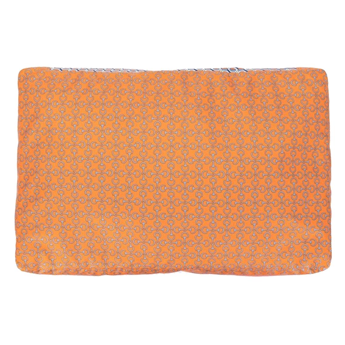 Hermes NEW Silk Orange Chaine Pattern Chair Bed Sofa Cushion Cover Pillow in Box