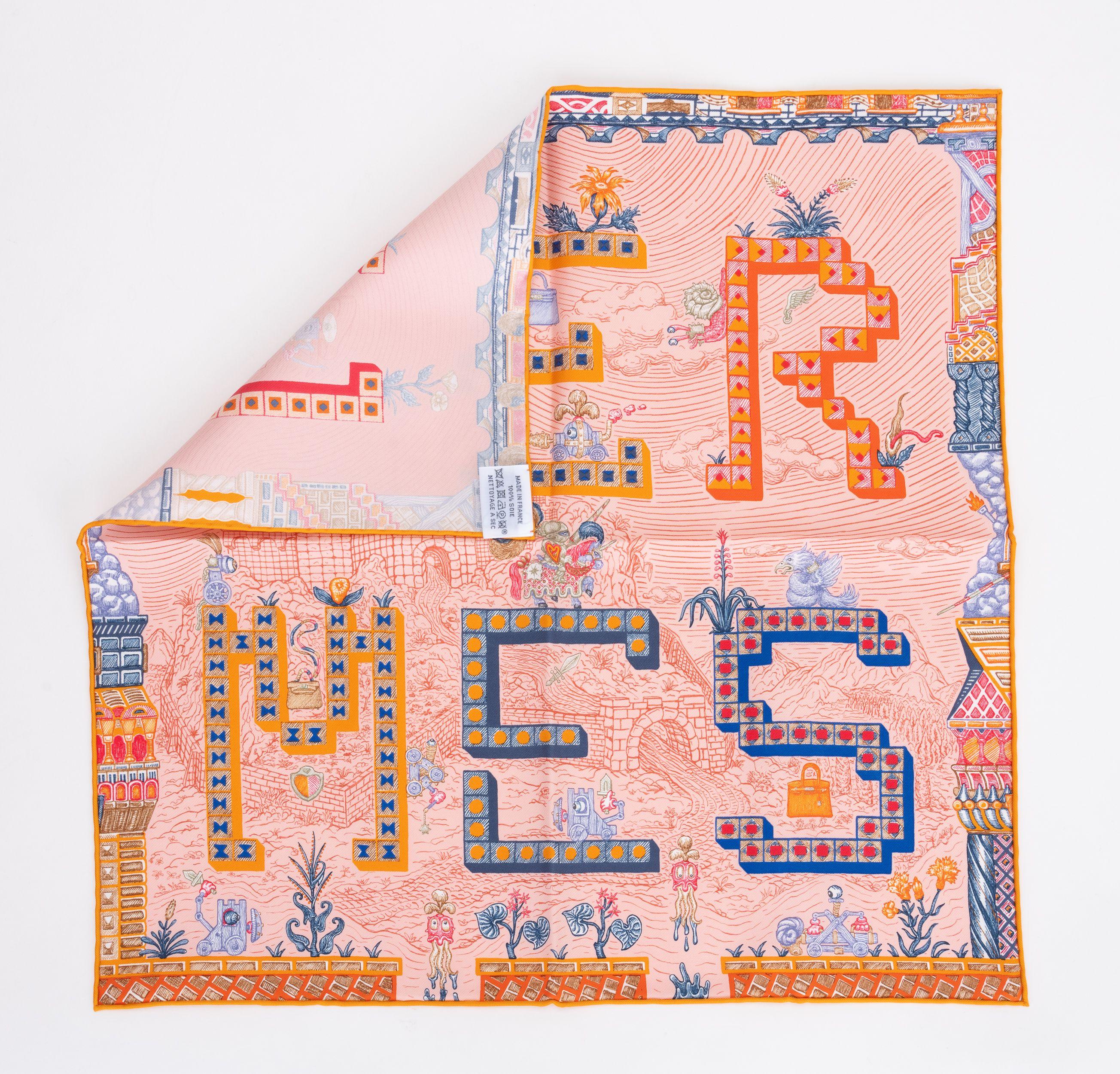 Beige Hermès New Silk Quest Pink Gavroche For Sale