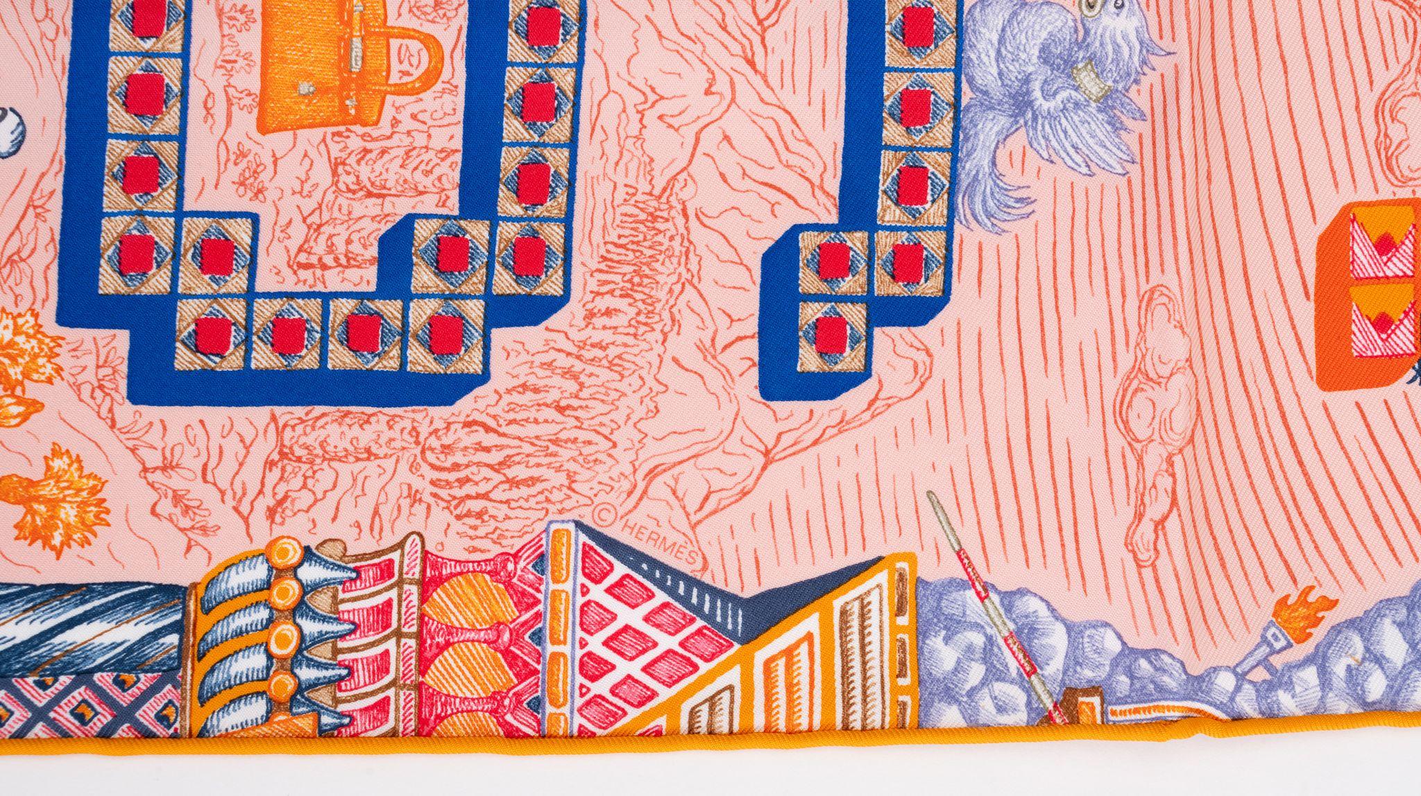 Hermès New Silk Quest Pink Gavroche In New Condition For Sale In West Hollywood, CA