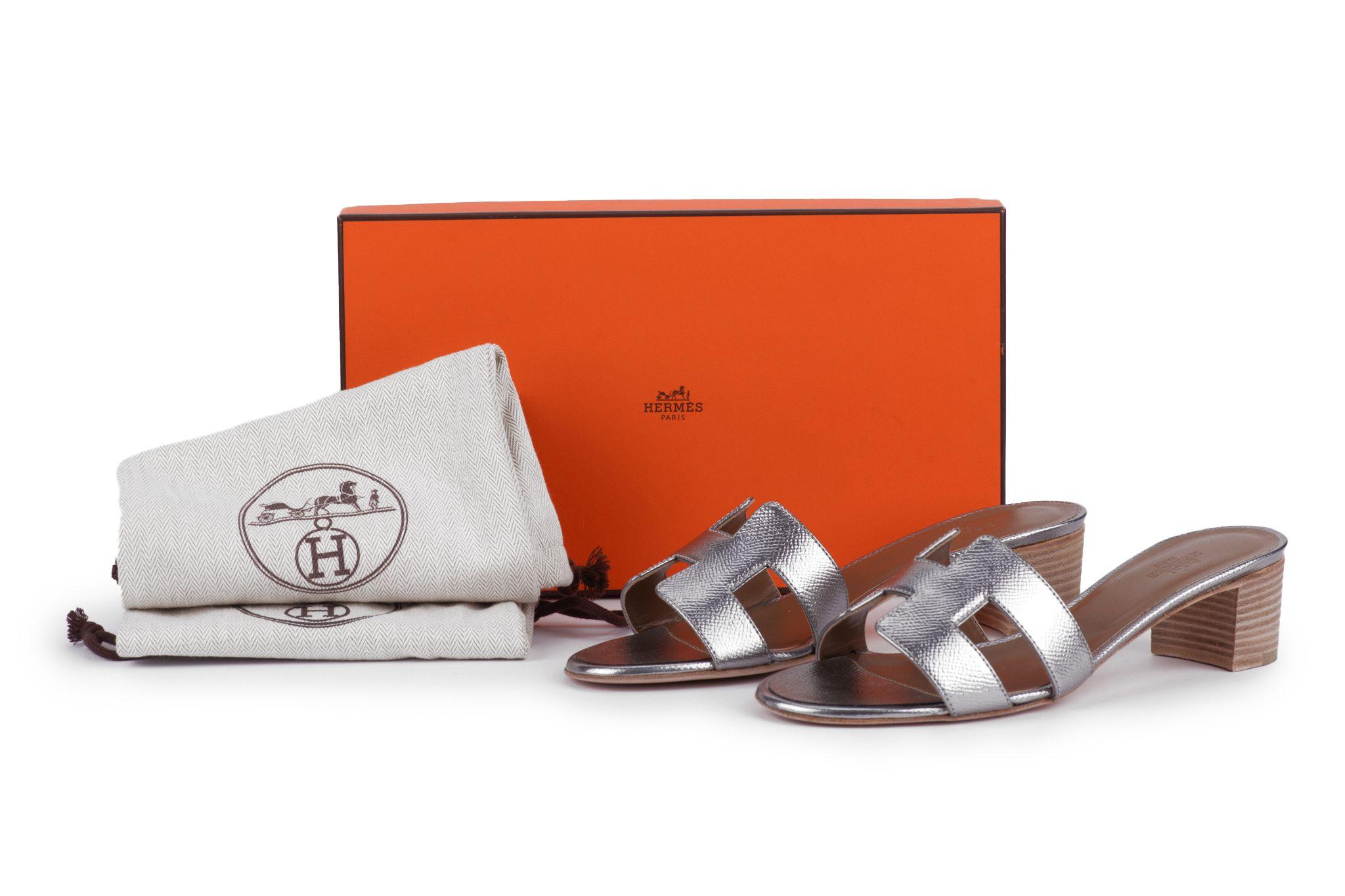 Hermès New Silver Oasis Sandal Epsom en vente 2