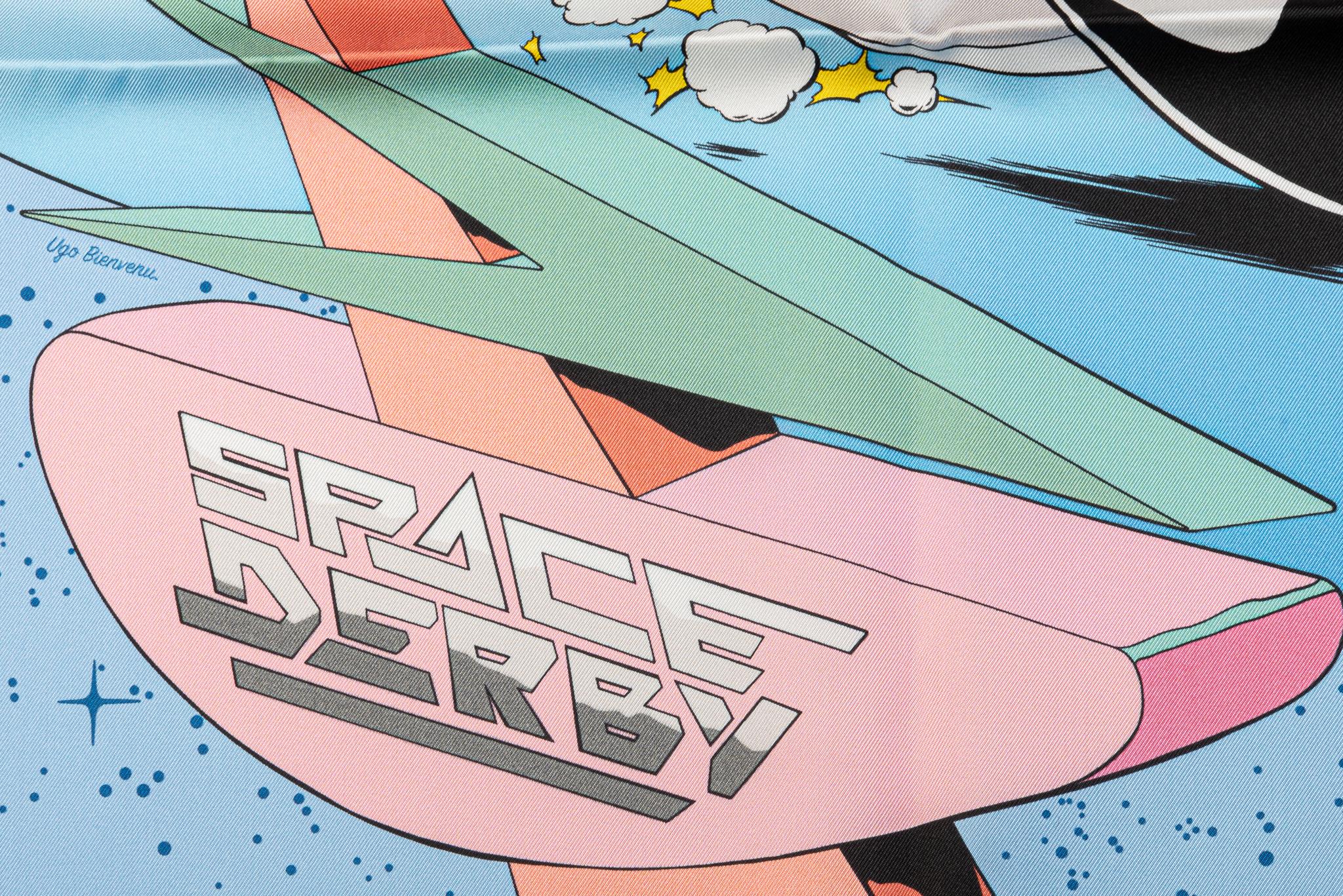 Hermès New Space Derby Seidenschal Blau 2