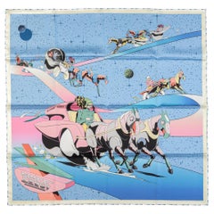 Hermès New Space Derby Silk Scarf Blue