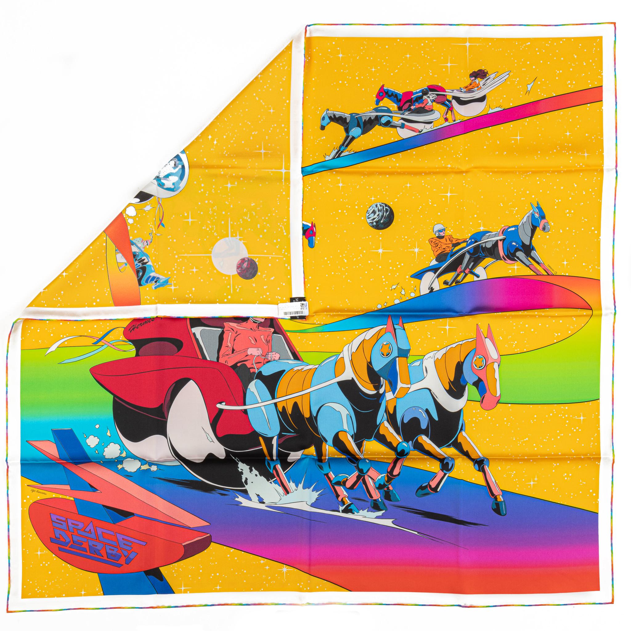 Hermes New Space Derby Silk Scarf In New Condition For Sale In West Hollywood, CA