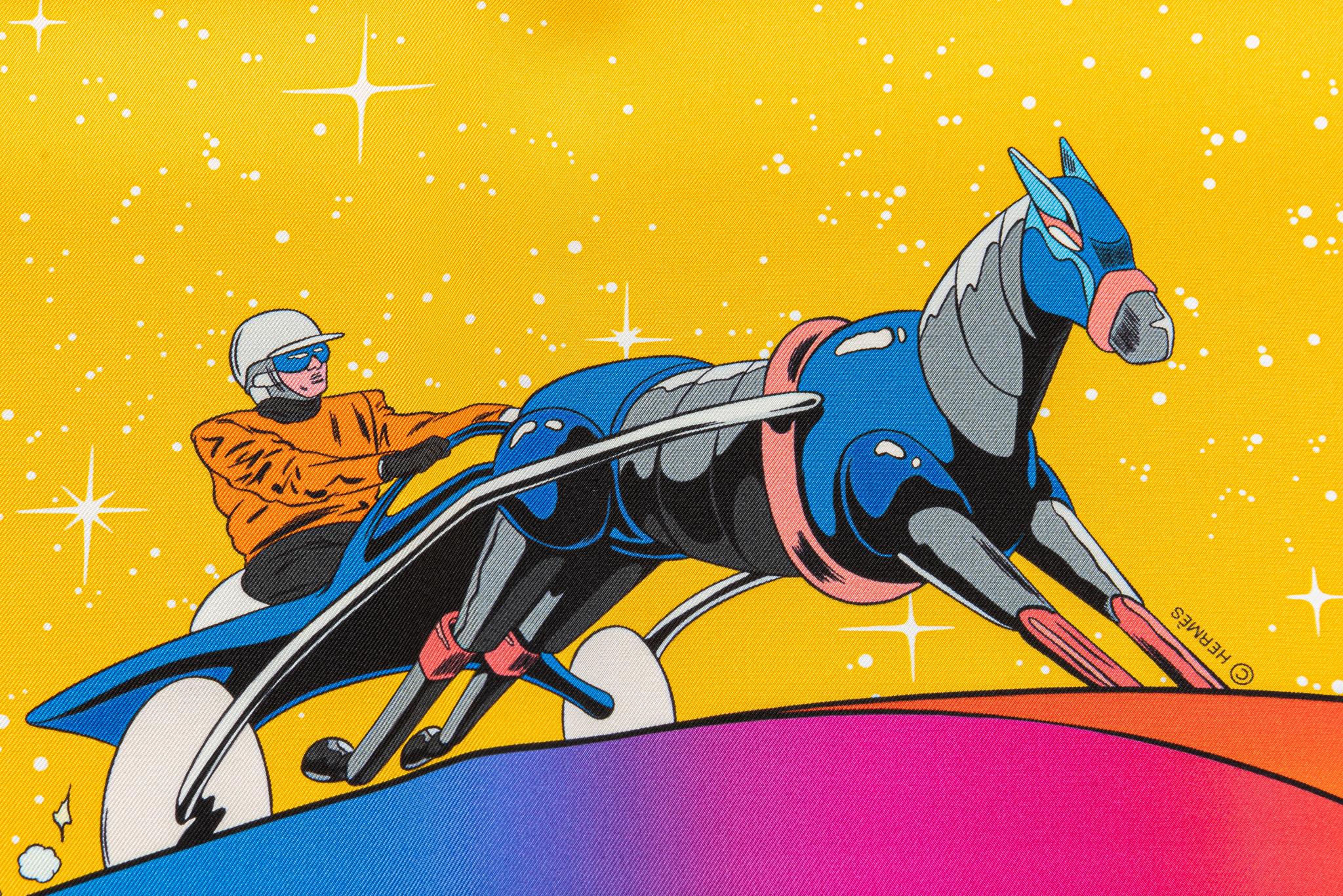 Hermes New Space Derby Silk Scarf For Sale 2