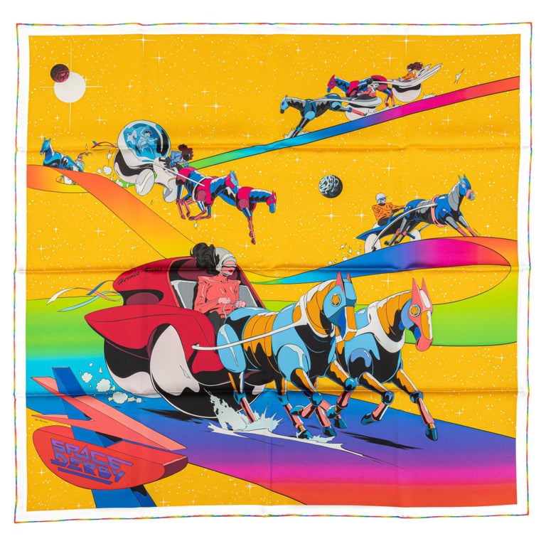 Hermes New Space Derby Silk Scarf For Sale at 1stDibs