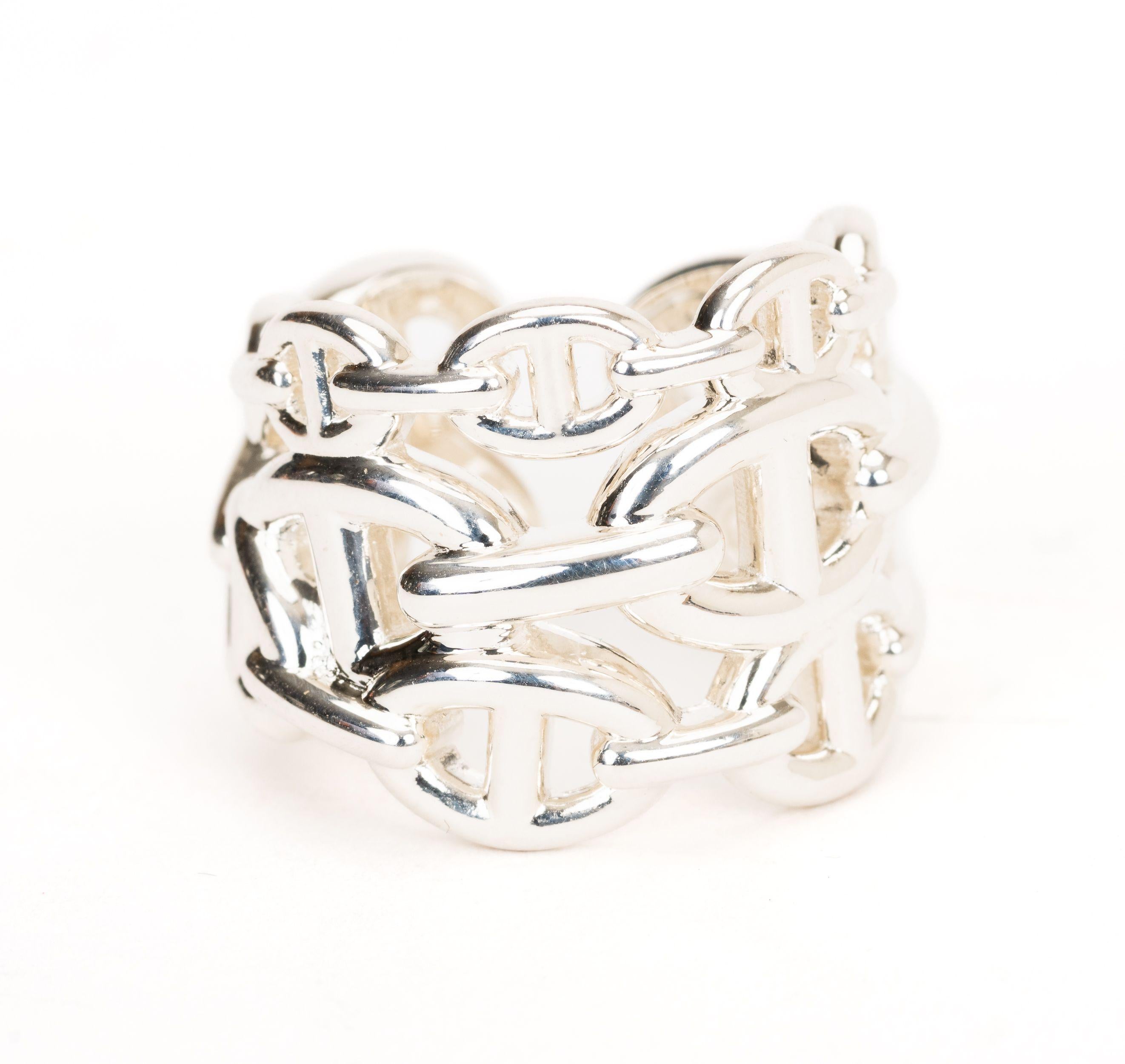 Women's or Men's Hermès New Sterling Chain Ring Size 6.75