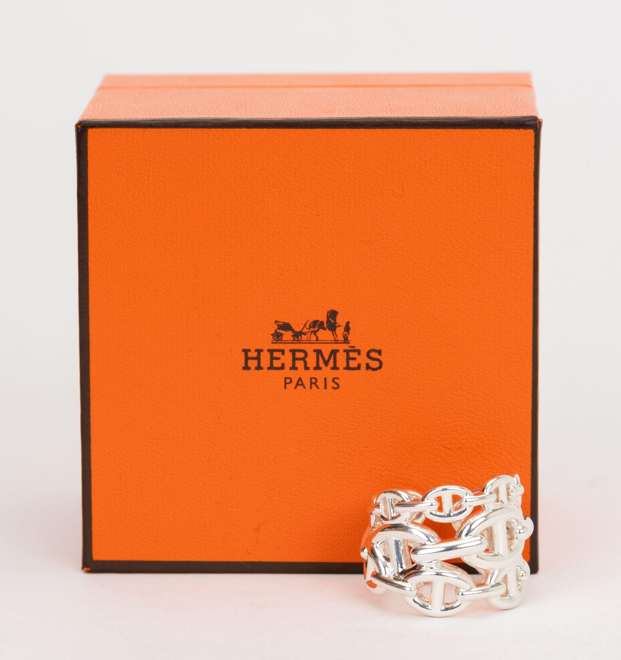 Hermès New Sterling Chain Ring Size 6.75 1