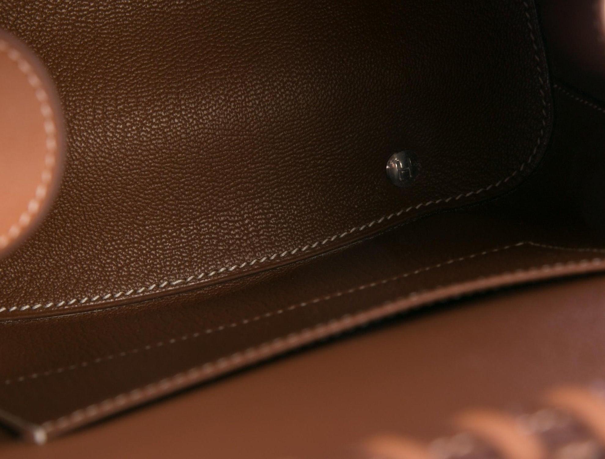 Women's Hermes NEW Tan Wicker Cognac Leather Top Handle Satchel Bag with Dust Bag & Box