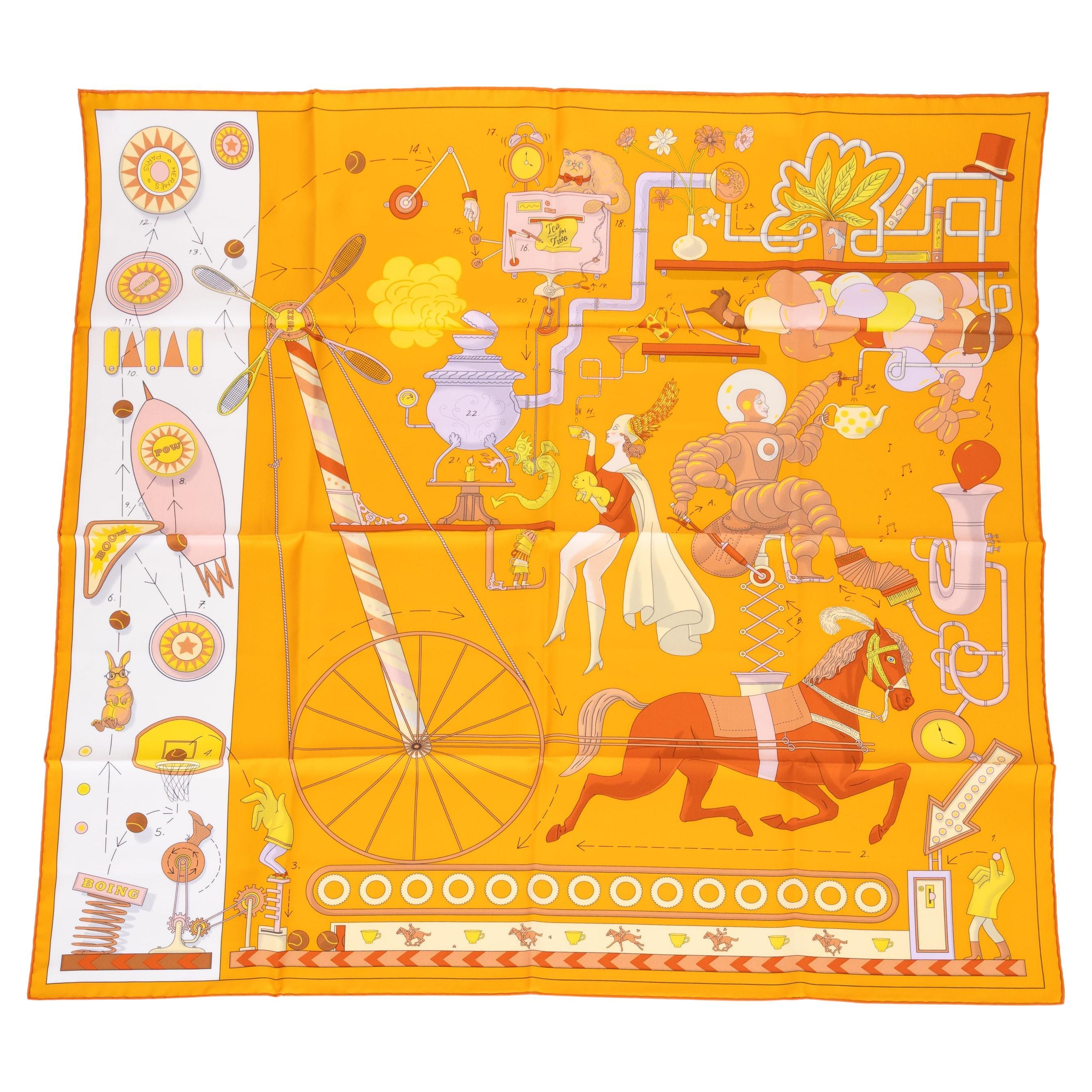 Hermès New Tea for Two Yellow Scarf