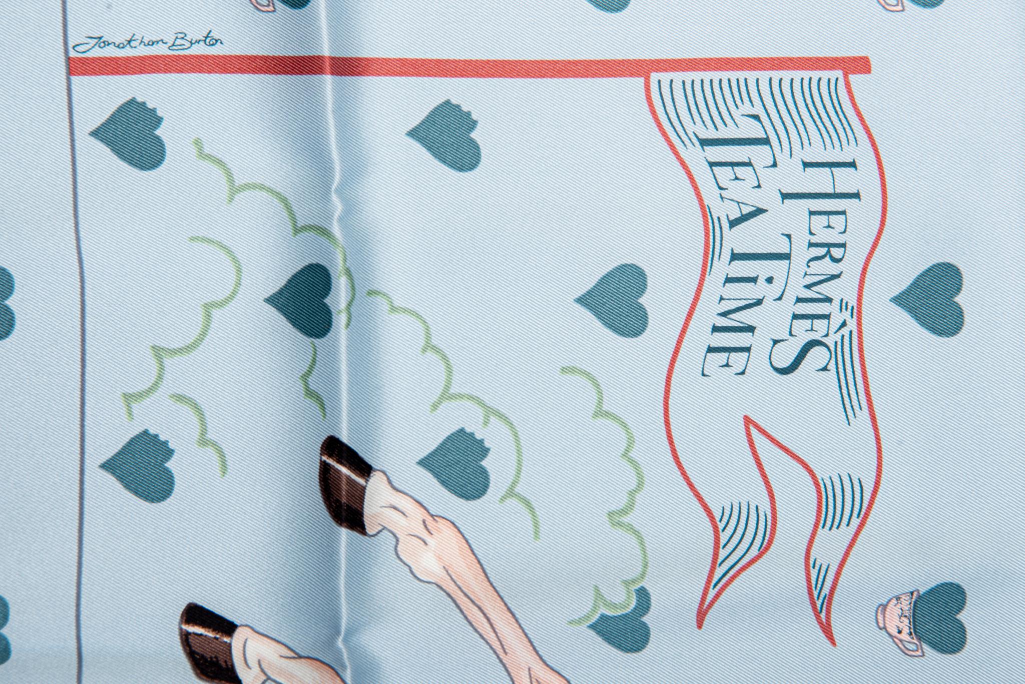Hermès New Tea Time Celeste Silk Scarf In New Condition In West Hollywood, CA