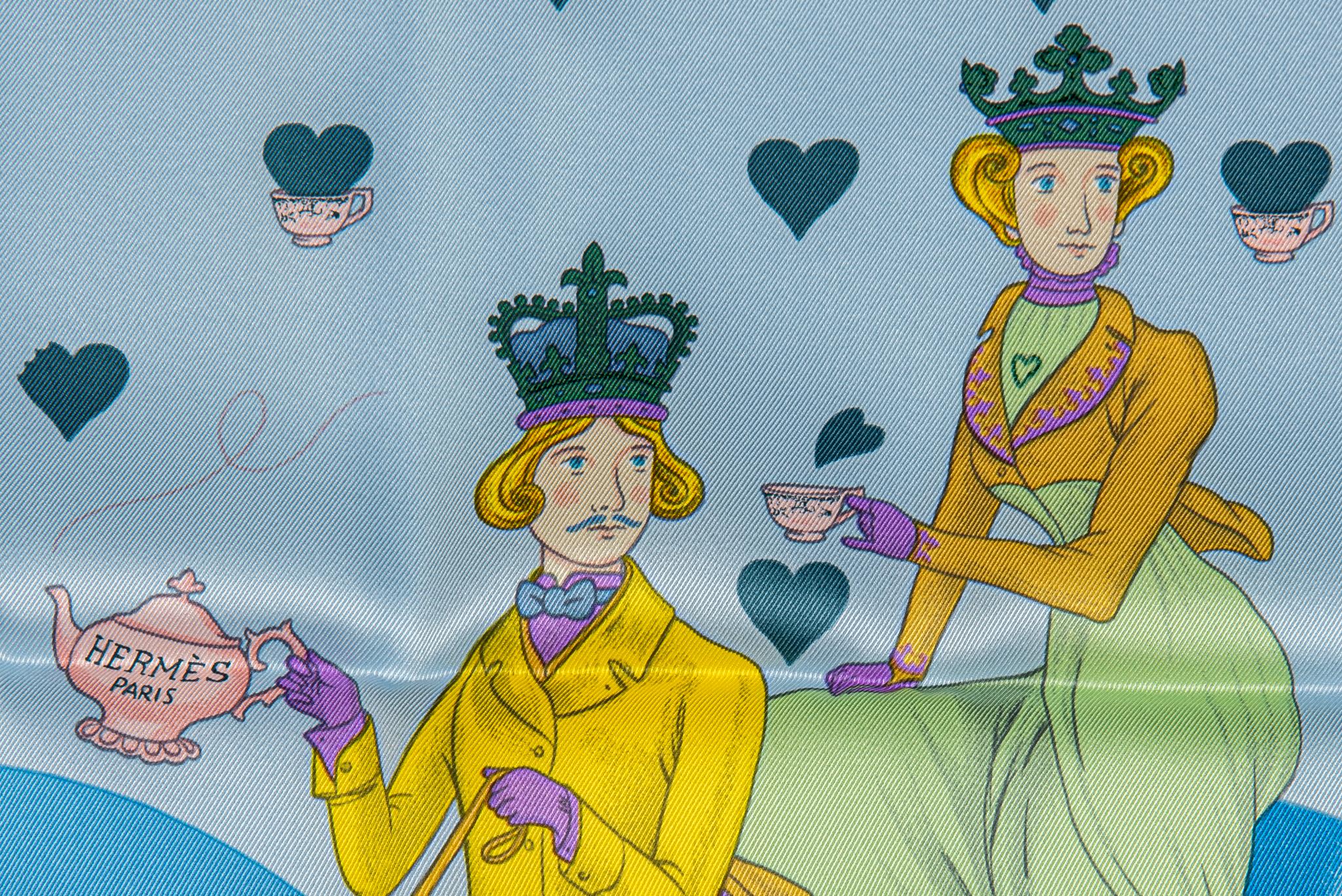 Hermès New Tea Time Celeste Silk Scarf 1