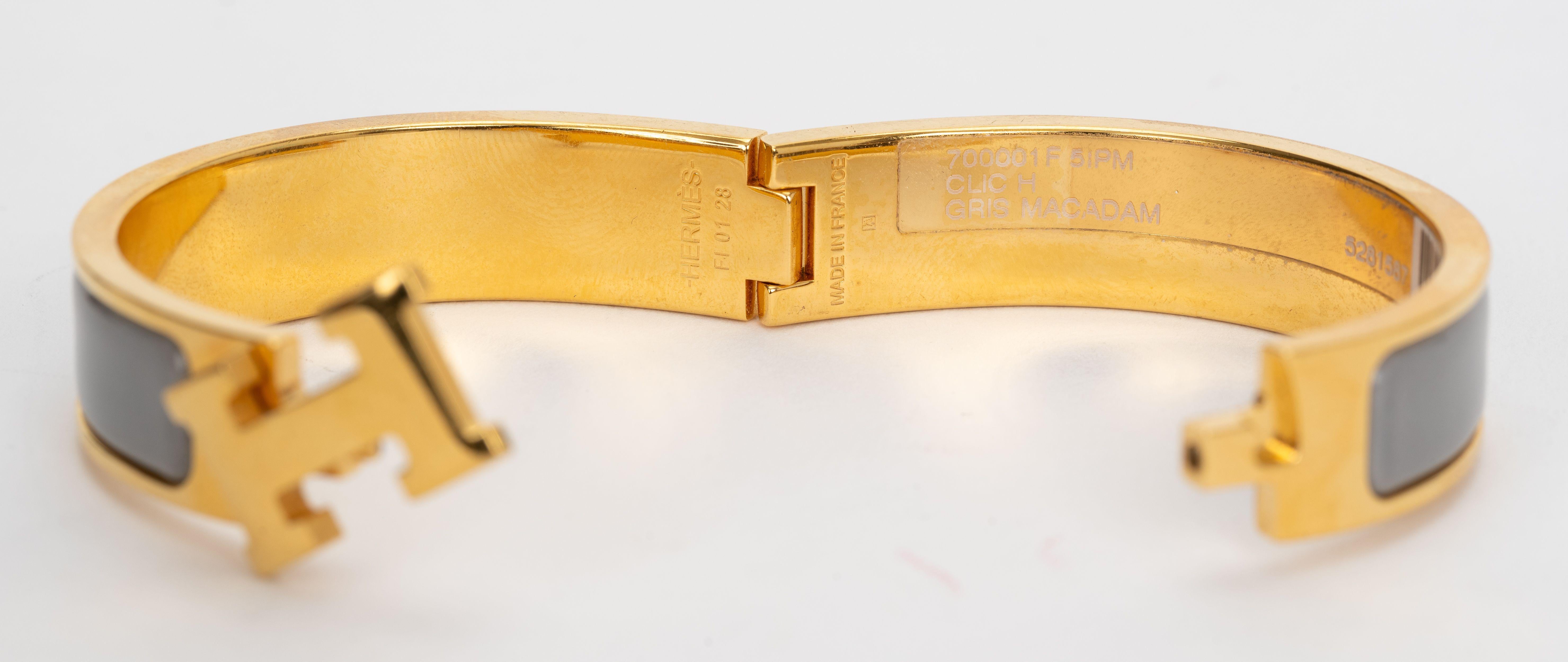 Hermes New Thin Gray Clic H Bracelet Pour femmes en vente
