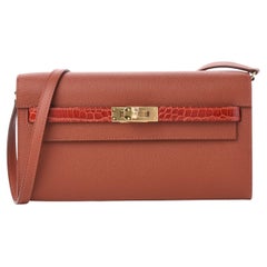 HERMÈS NEW Touch Kelly Wallet To Go Cognac Alligator Exotische Clutch Umhängetasche