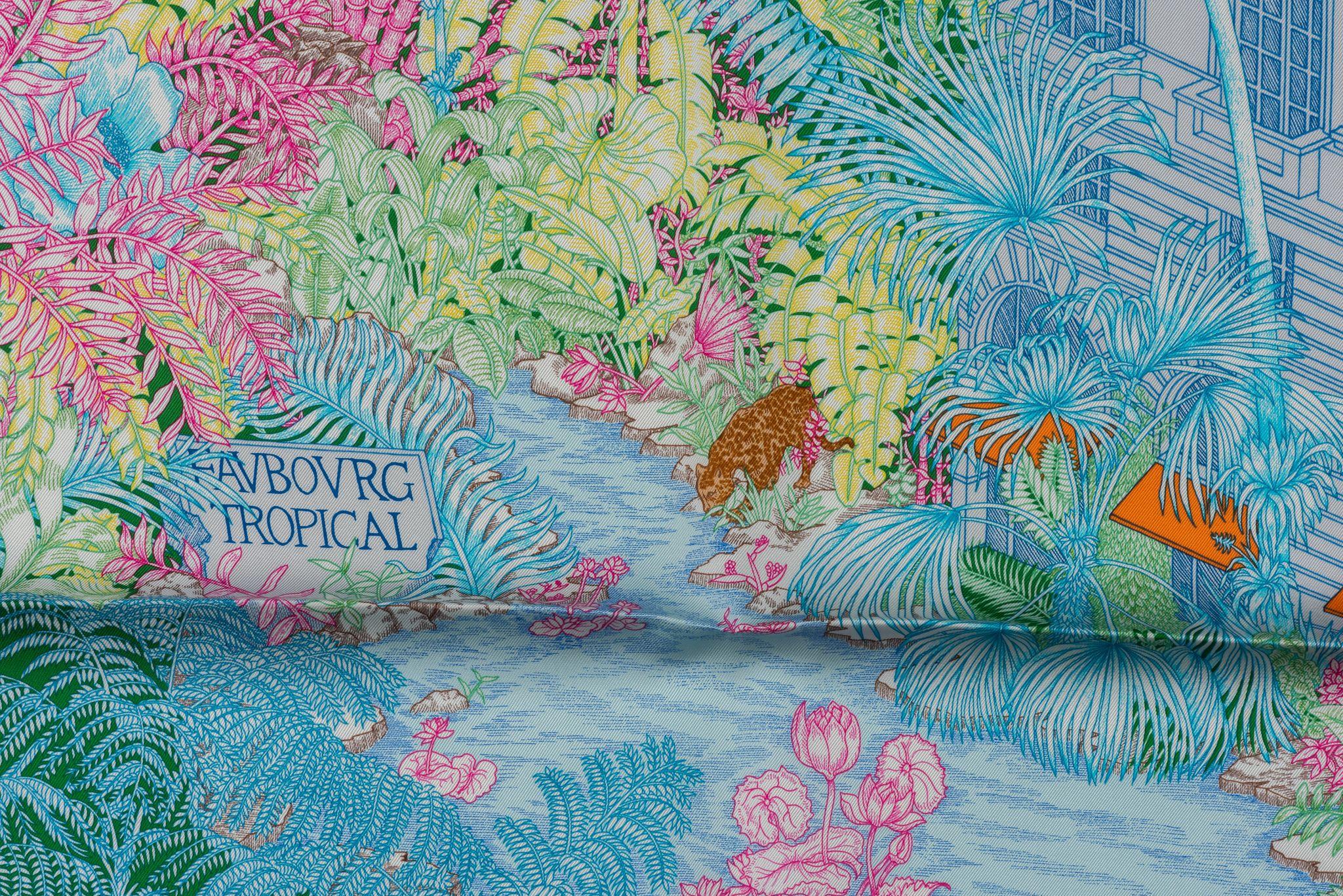 Hermes New Tropical Garden Pastel Scarf For Sale 1