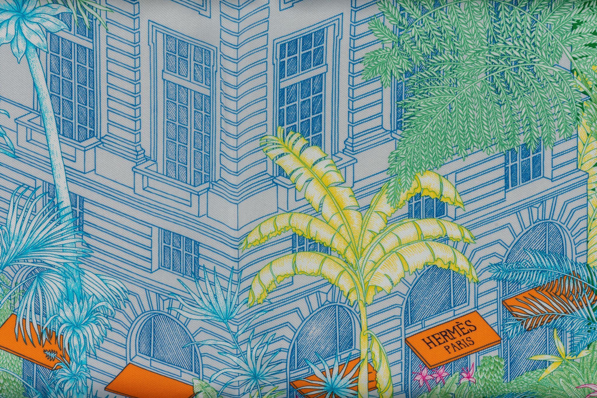 Hermes New Tropical Garden Pastel Scarf For Sale 2