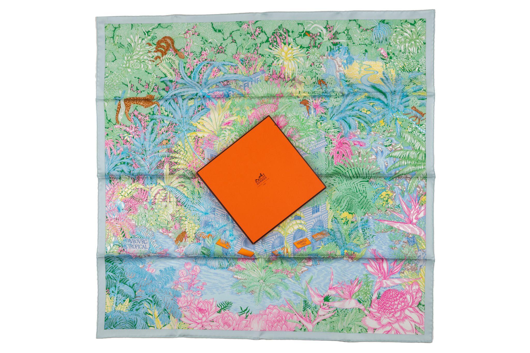 Hermes New Tropical Garden Pastel Scarf For Sale 3