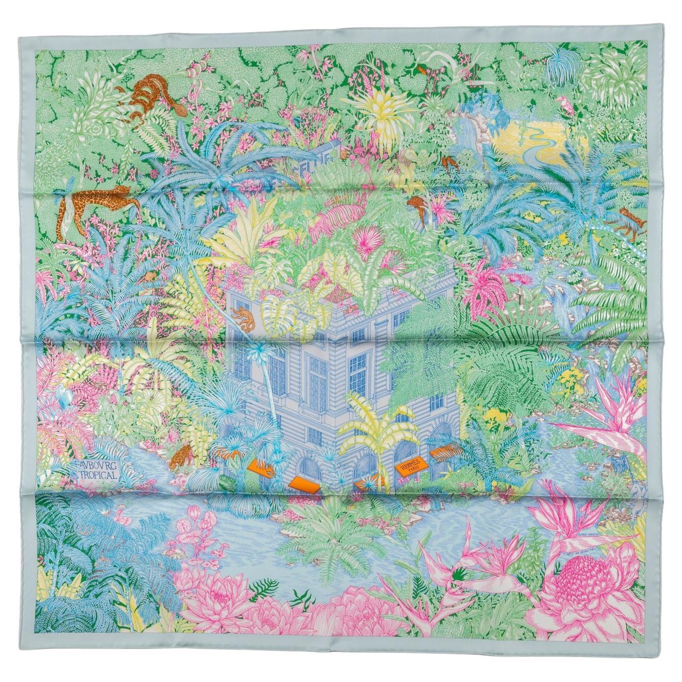 Hermes New Tropical Garden Pastel Scarf For Sale