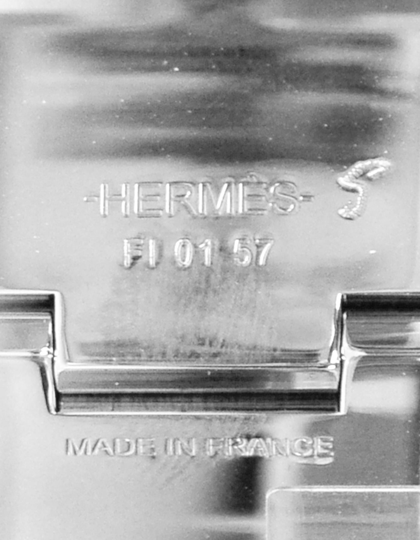 Women's Hermes NEW Vert Argile/Palladium Wide Enamel H Clic Clac Bracelet sz PM