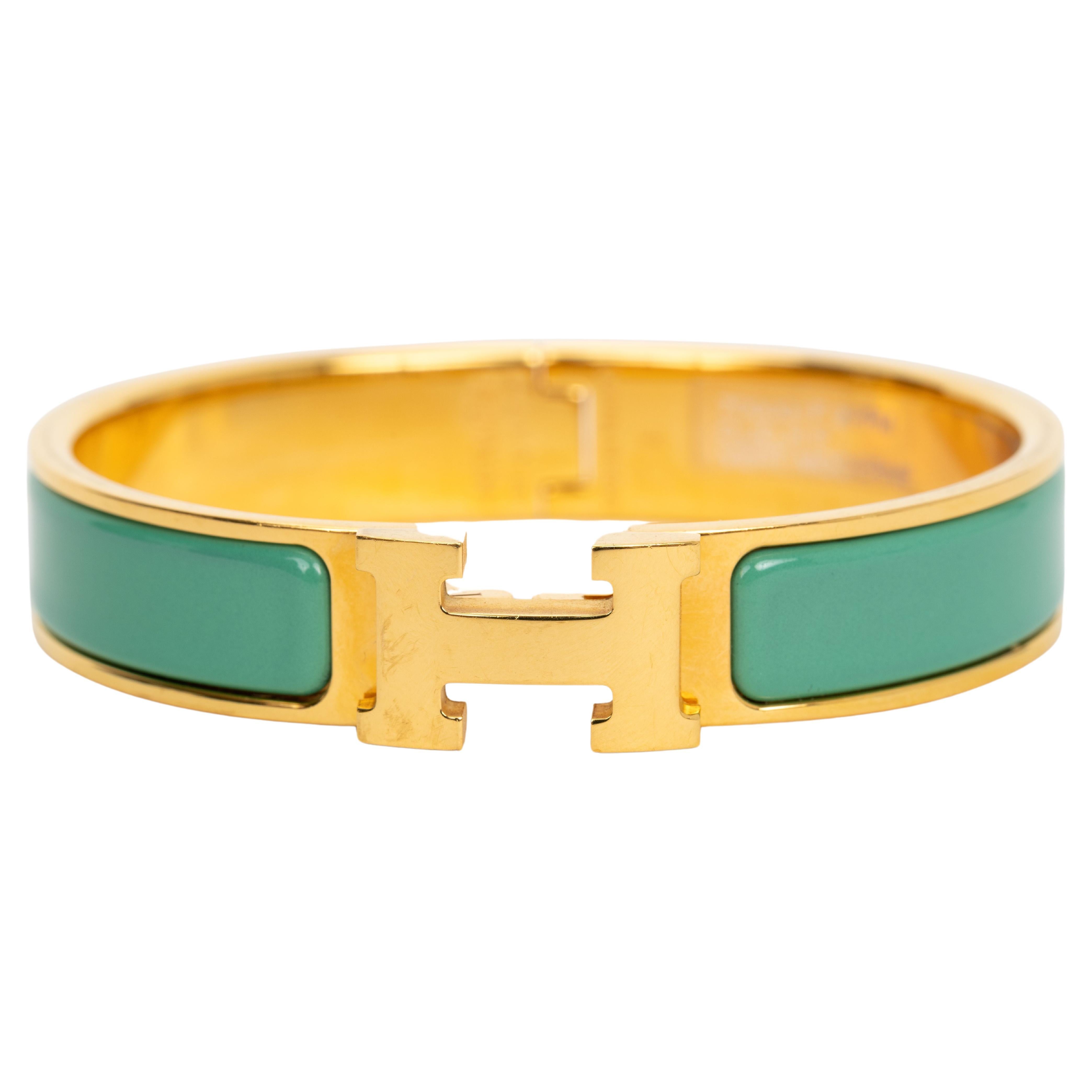 Hermes New Vert Moderne H Clic Bracelet For Sale