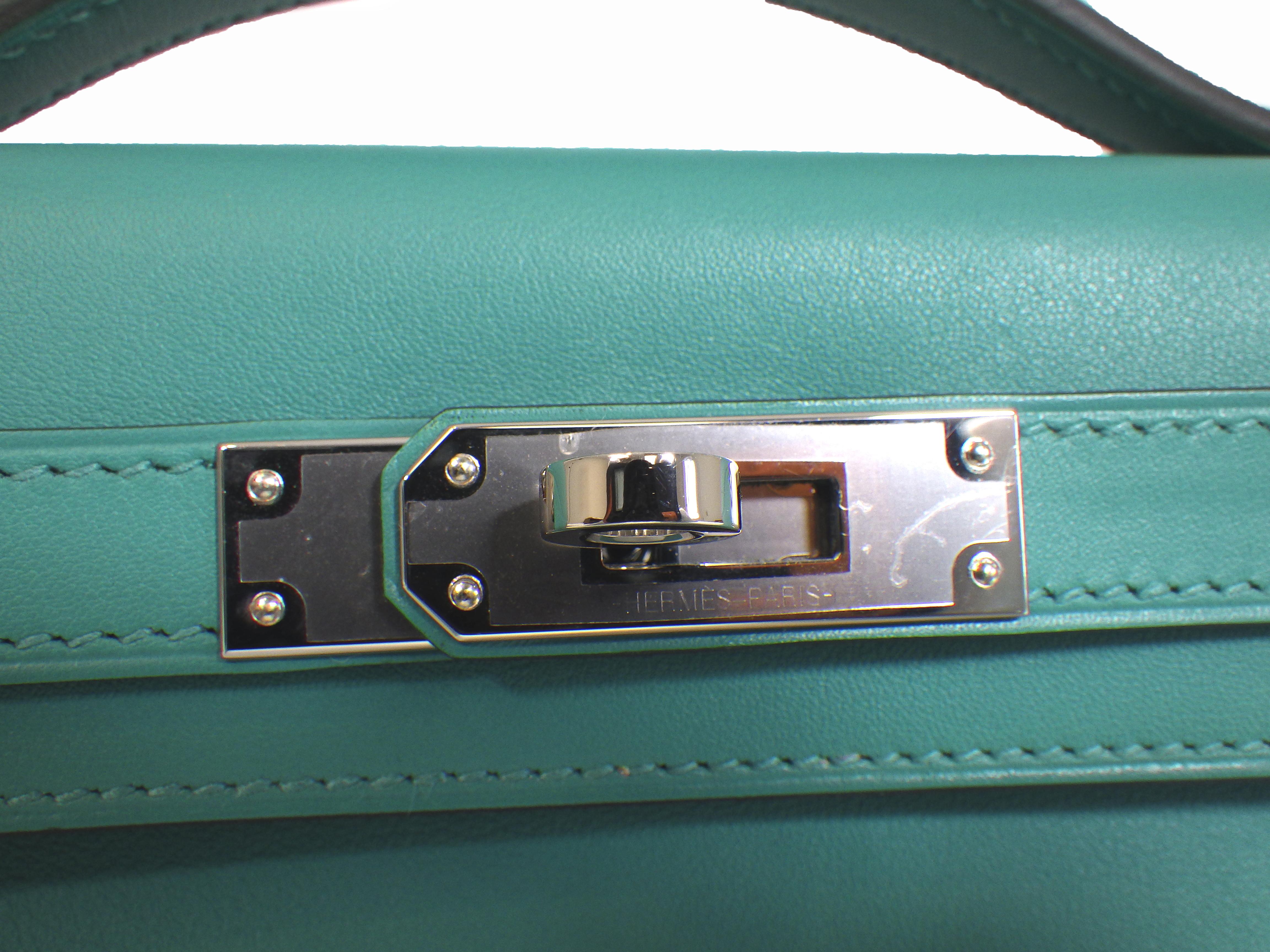Blue Hermes - New w/ Tags - Kelly Cut Clutch 31 2019 - Vert Verone - Handbag