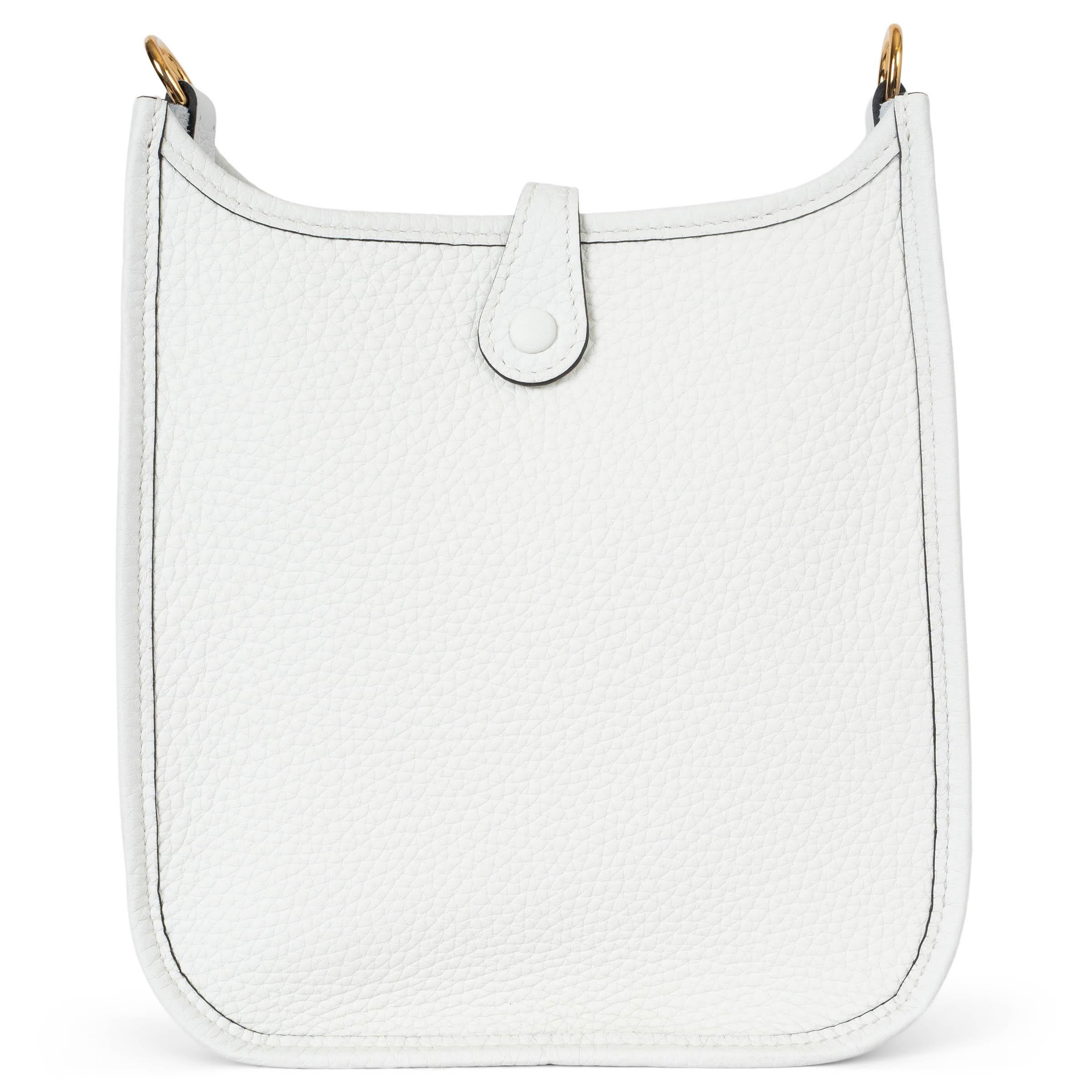 Gray HERMES New White Clemence leather EVELYNE 16 TPM Crossbody Bag Ghw