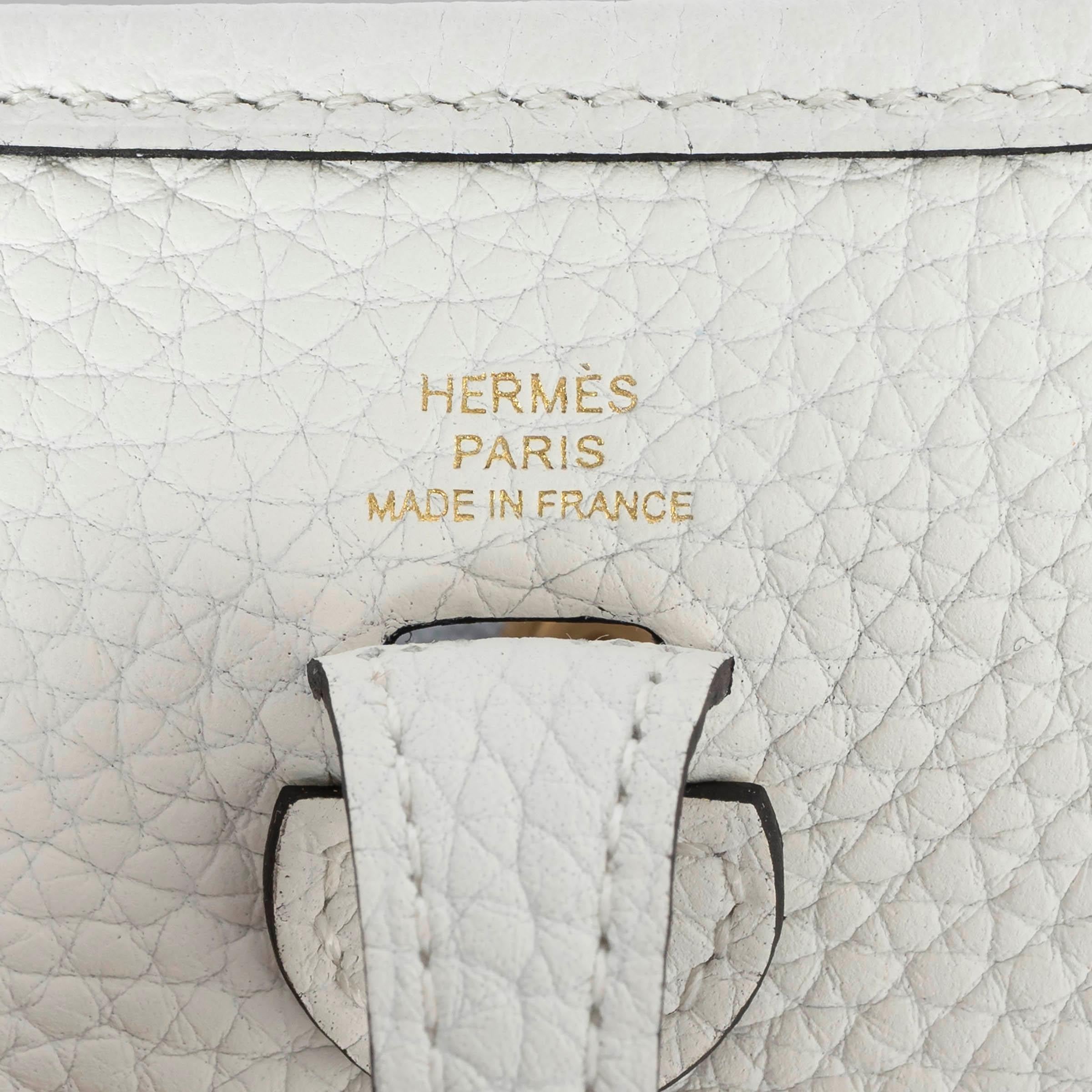 Women's HERMES New White Clemence leather EVELYNE 16 TPM Crossbody Bag Ghw