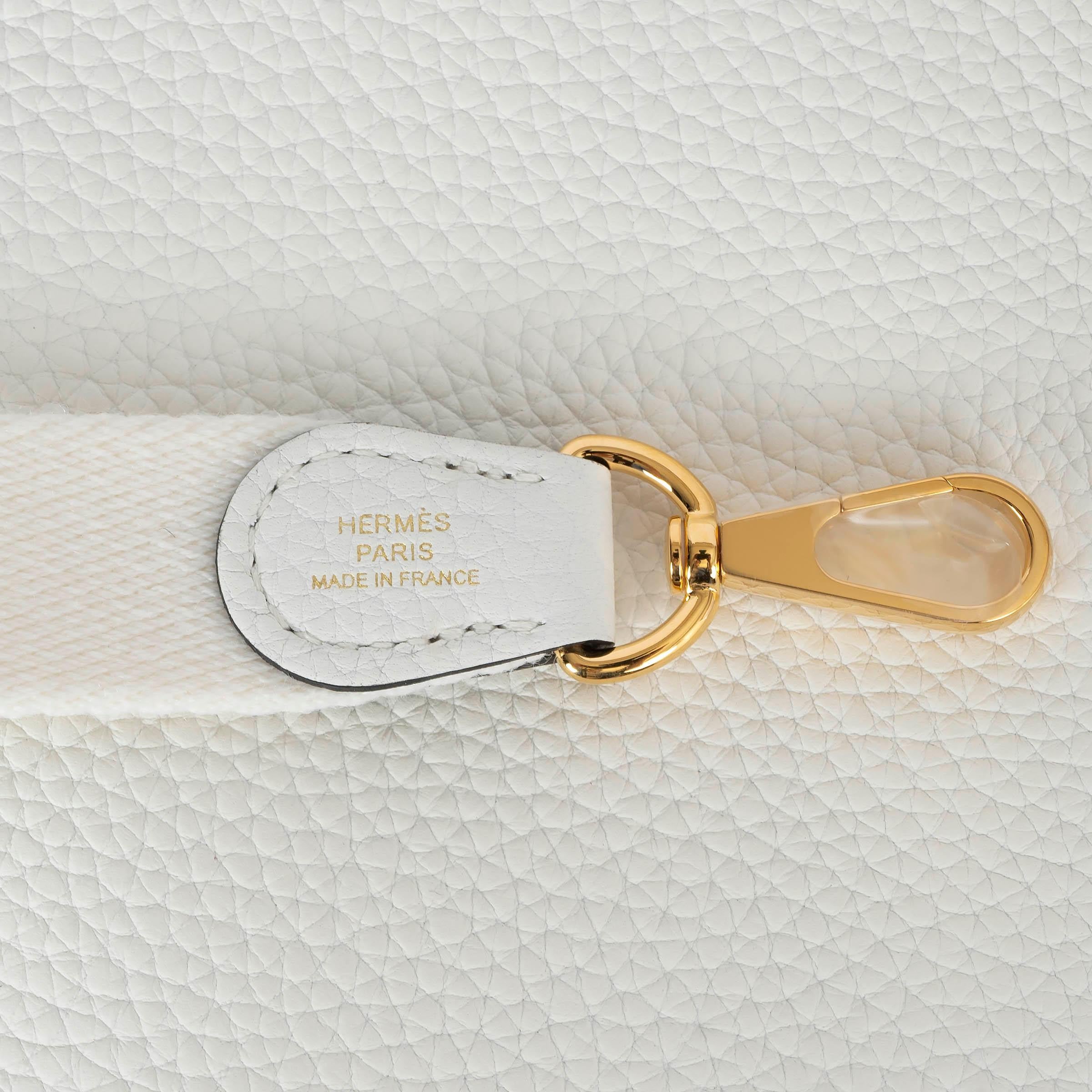 HERMES New White Clemence leather EVELYNE 16 TPM Crossbody Bag Ghw 3