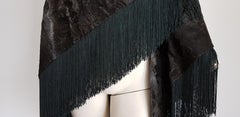 HERMES "New" Wild Russian Breshvans Fur Shawl Fringes Silk - Unworn